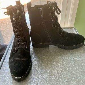 Donald J Pliner Lug Sole Suede Boots, Size 7.5